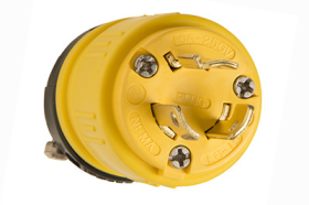 Pass & Seymour Turnlok 2449 Dust-Tight Small Straight Blade Locking Plug, 250 VAC, 15 A, 2 Poles, 3 Wires, Yellow