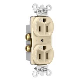 Pass & Seymour Straight Blade Receptacle 5262CD-I Decorator Duplex Dual Controlled Plug Load Straight Blade Receptacle, 125 VAC, 15 A, Ivory