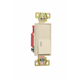 Pass & Seymour 2625 Illuminated Decorator Switch, 120 VAC, 20 A, 1 W, SPST