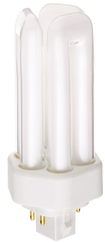 Satco S8343 T4 Triple Compact Fluorescent Lamp 18 Watts PL 4-Pin GX24q-2 Base 1200 Lumens Neutral White