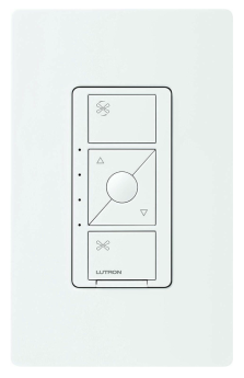 Lutron PD-FSQN-WH Caseta Single-Pole or 3-Way Fan Speed Control Switch Quiet 4-Speed Operational Mode White