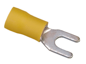 Ideal 83-7211 Insulated Vinyl Spade Terminal, 12 to 10 AWG, 8 in Stud, Tin Plated Brass