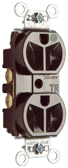 Pass & Seymour Straight Blade Receptacle TR-8300H Compact Duplex Heavy Duty Tamper Resistant Straight Blade Receptacle, 125 VAC, 20 A, Brown