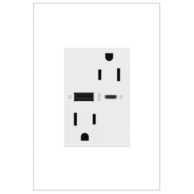 Pass & Seymour adorne ARTRUSB156ACW4 adorne 15A Tamper-Resistant Ultra-Fast USB Type-A/C Outlet White