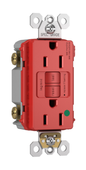 Pass & Seymour 1597-HGTRRED Duplex Self-Test Tamper Resistant GFCI Receptacle With Matching TP Wall Plate, 125 VAC, 15 A, 2 Poles, Red