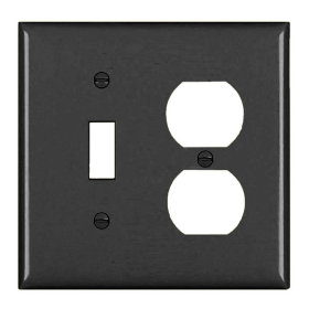 Pass & Seymour TradeMaster TP18-BK Standard Combination Wallplate 2 Gangs Black 5-1/2 in Thermoplastic