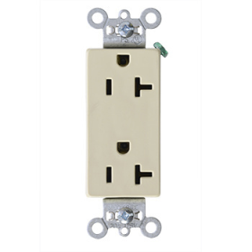 Pass & Seymour 26342I Heavy Duty Decorator Spec Grade Receptacles Side Wire 20A 125V Ivory 3W