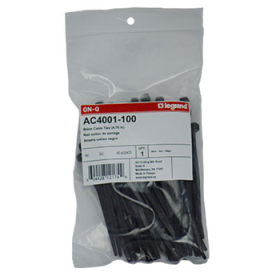 Pass & Seymour Legrand AC4001100 Black Cable Ties (4.75 IN) Pack of 100 AC4001100