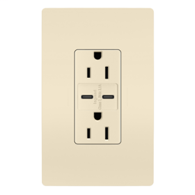 Pass & Seymour Legrand R26USBCCLA Type C/C USB Chargers with Duplex 15A Tamper-Resistant Outlet Light Almond R26USBCCLA