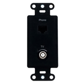 P&S WP3211-BK PRE-CONFIGURED PORT STRAP PHONE RJ45 TV F BLACK