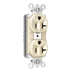 Pass & Seymour PT5362SCCHLA PlugTail 20A 125V Heavy Duty Spec-Grade Plug Load Controllable Duplex Receptacle Light Almond