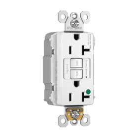 Pass & Seymour PT2097-HGTRW Self-Test Tamper Resistant GFCI Receptacle, 125 VAC, 20 A, 2 Poles, 3 Wires, White