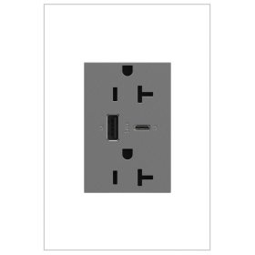 Pass & Seymour adorne ARTRUSB206ACM4 adorne 20A Tamper-Resistant Ultra-Fast USB Type-A/C Outlet Magnesium