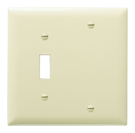 Pass & Seymour TP113I Combination Openings 1 Toggle Switch and 1 Blank Two Gang Ivory Thermoplastic Plate