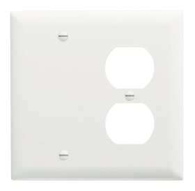 Pass & Seymour TP138W Combination Openings 1 Blank and 1 Duplex Receptacle Two Gang White Thermoplastic Plate