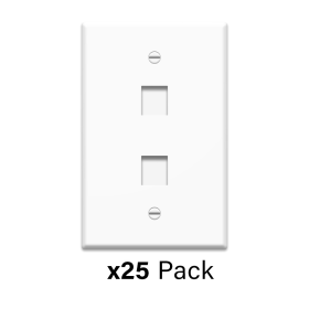 Pass & Seymour On-Q WP3402WH25 1-Gang 2-Port Wall Plate White 25-Pack