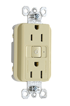 Pass & Seymour Straight Blade Receptacle RF26252CH-I Half Control Duplex Extra Heavy Duty Plug Load Straight Blade Receptacle, 125 VAC, 15 A, Ivory