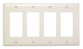 Pass & Seymour TP264LA Decorator Openings Four Gang Light Almond Thermoplastic Plate