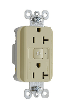 Pass & Seymour Straight Blade Receptacle RF26352CH-I Half Control Duplex Extra Heavy Duty Plug Load Straight Blade Receptacle, 125 VAC, 20 A, Ivory