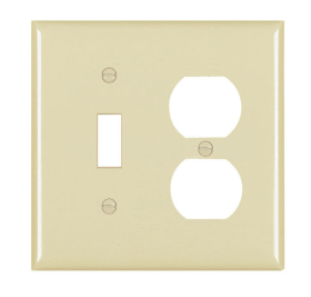 Pass & Seymour TP18I Combination Openings 1 Toggle Switch and 1 Duplex Receptacle Two Gang Ivory Thermoplastic Plate