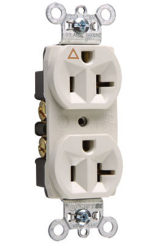 Pass & Seymour IG5362-W Isolated Ground Duplex Heavy Duty Straight Blade Receptacle 125 VAC 20 A 2 Poles