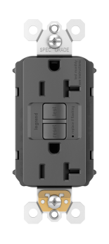 Pass & Seymour PT2097-BK Duplex Self-Test GFCI Receptacle With Matching TP Wall Plate, 125 VAC, 20 A, 2 Poles, 3 Wires, Black