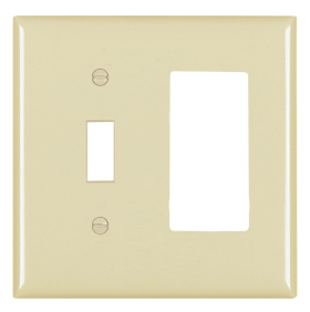 Pass & Seymour TP126 Combination Openings 1 Toggle Switch and 1 Decorator Two Gang Brown Thermoplastic Plate