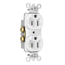 Pass & Seymour Straight Blade Receptacle 5262CD-W Decorator Duplex Dual Controlled Plug Load Straight Blade Receptacle, 125 VAC, 15 A, White