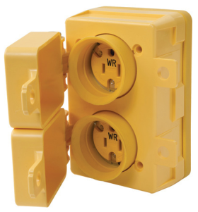 Pass & Seymour Straight Blade Receptacle 60W47DPLX Duplex Watertight Straight Blade Receptacle, 125 VAC, 15 A, 2 Poles, 3 Wires, Yellow