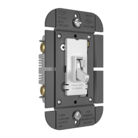 Pass & Seymour TSD1103PW Toggle Slide Dimmer Incandescent Single Pole / 3-Way 1100W White TSD1103PW