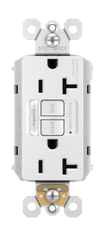 Pass & Seymour PT2097-NTLTRNAW Combination Self-Test Tamper Resistant GFCI Receptacle With Nightlight, 125 VAC, 20 A, 2 Poles, 3 Wires, White