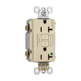 Pass & Seymour 2097-HGNALA radiant Duplex Self-Test GFCI Receptacle, 125 VAC, 20 A, 2 Poles, Light Almond