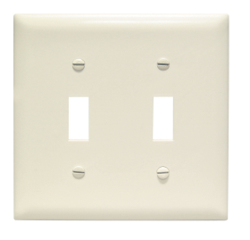 Pass & Seymour TP2LA Toggle Switch Openings Two Gang Light Almond Thermoplastic Plate