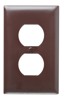 Pass & Seymour TP8 Duplex Receptacle Openings One Gang Brown Thermoplastic Plate