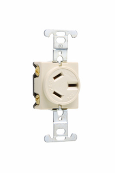 Pass & Seymour 6810-I Single Straight Blade Receptacle 125/250 VAC 15 A 1 Pole 3 Wires Ivory