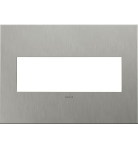 Pass & Seymour adorne AWC3GBS4 adorne Brushed Stainless Steel 3-Gang Screwless Wall Plate