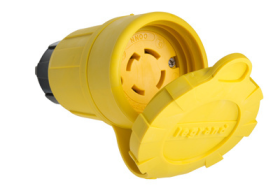 Pass & Seymour Turnlok 29W76 Straight Body Watertight Locking Connector, 480 VAC, 30 A, 3 Poles, 4 Wires, Yellow