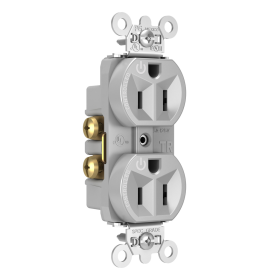 Pass & Seymour Straight Blade Receptacle TR5262CDGRY Duplex Dual Controlled Plug Load Controllable Straight Blade Receptacle, 125 VAC, 15 A, Gray