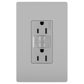 Pass & Seymour 1597-TRNAGRY TradeMaster Duplex Self-Test Tamper Resistant GFCI Receptacle With Matching TP Wall Plate, 125 VAC, 15 A, 2 Poles, Gray