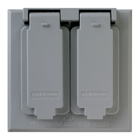 Pass & Seymour CA8-GJ Duplex Receptacle Heavy Duty Oversized Weatherproof Cover With (2) Self Closing Lid, 4.6 in L x 4.58 in W, Die Cast Zinc