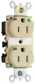 Pass & Seymour Straight Blade Receptacle TR8200-HPII Duplex Heavy Duty Straight Blade Receptacle, 125 VAC, 15 A, Ivory