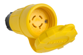 Pass & Seymour Turnlok 27W76 Straight Body Watertight Locking Connector, 480 VAC, 20 A, 3 Poles, 4 Wires, Yellow