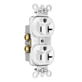 Pass & Seymour Straight Blade Receptacle TR5362CDW Duplex Dual Controlled Plug Load Controllable Straight Blade Receptacle, 125 VAC, 20 A, White