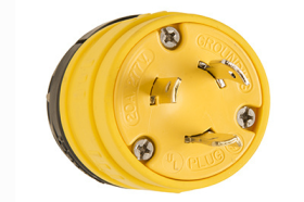 Pass & Seymour Turnlok 2649 Dust-Tight Medium Straight Blade Locking Plug, 277 VAC, 20 A, 2 Poles, 3 Wires, Yellow