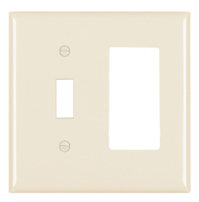 Pass & Seymour TP126LA Combination Openings 1 Toggle Switch and 1 Decorator Two Gang Light Almond Thermoplastic Plate