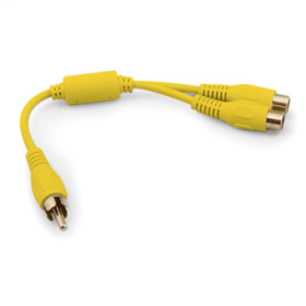 P&S CM1015 RCA (M) TO 2 RCA (F) YELLOW Y MINI PATCH CABLE FOR VIDEO