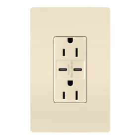 Pass & Seymour radiant R26USBCC6LA radiant 15A Tamper-Resistant Ultra-Fast USB Type C/C Outlet Light Almond