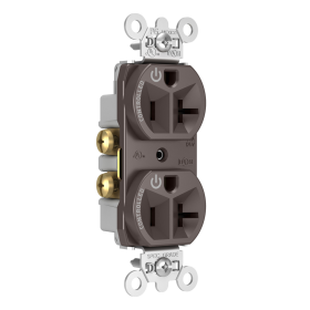 Pass & Seymour Straight Blade Receptacle 5362CD Decorator Duplex Dual Controlled Plug Load Straight Blade Receptacle, 125 VAC, 20 A, Brown