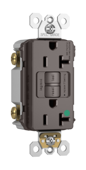 Pass & Seymour 2097-HGTR 2097HGTR Self-Test Tamper Resistant Duplex GFCI Receptacle With SafeLock Protection, 125 VAC, 20 A, 2 Poles, 3 Wires, Brown