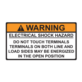 H-TYTON 596-00497 'WARNING: ELECTRICAL SHOCK HAZARD - TERMINALS' 3-3/4X2